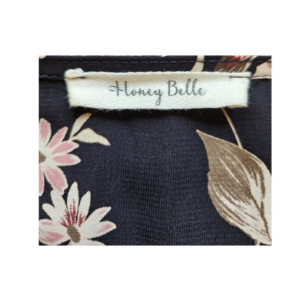 Garden Floral Navy Romper M Boho Dark Fairy Long Bell Sleeve‎ Ruffle Feminine - Picture 3 of 6